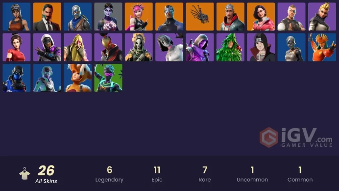FA / 22 SKINS / OG RENEGRADE RAIDER / BLUE SQUIRE / ROYALE KNIGHT