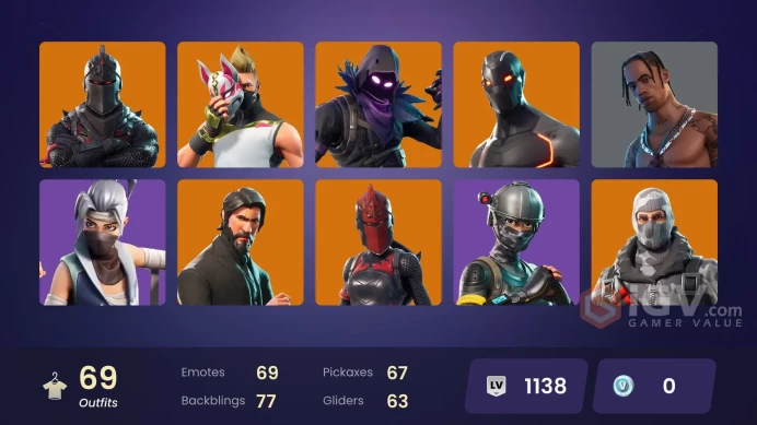 FA / 60 SKINS / BLACK KNIGHT / TRAVIS SCOTT / FLOSS / SPARKLE SPECIALIST / THE REAPER / BLUE SQUIRE / ROYALE KNIGHT / TAKE THE L