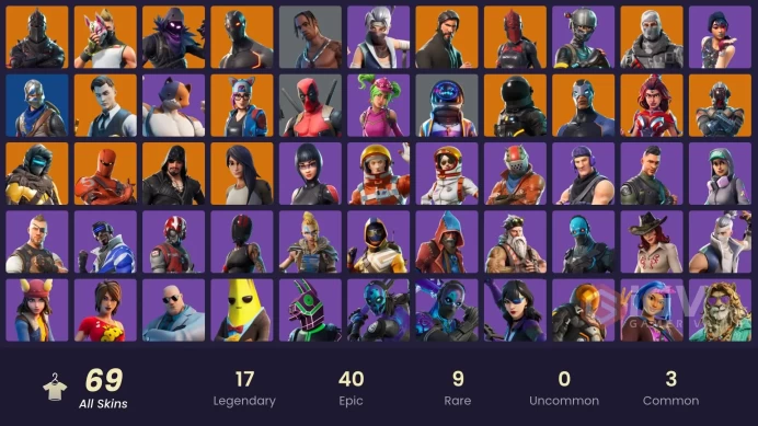 FA / 60 SKINS / BLACK KNIGHT / TRAVIS SCOTT / FLOSS / SPARKLE SPECIALIST / THE REAPER / BLUE SQUIRE / ROYALE KNIGHT / TAKE THE L