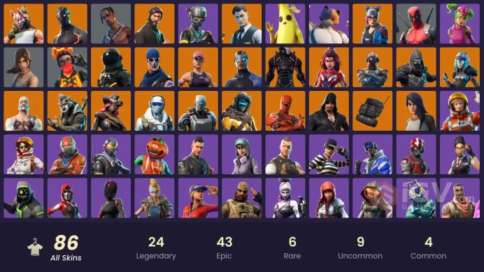 FA / 81 SKINS / TRAVIS SCOTT / THE REAPER / MAKO / GOLD MIDAS / OMEGA (STAGE 5) / OG STW