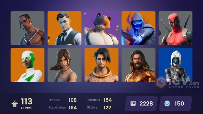 [PC/PSN/XBOX] FA / 113 SKINS / TRAVIS SCOTT / LEVIATHAN AXE / GOLD MIDAS / GOLD BRUTUS / XANDER / TART TYCOON / EXPLORER EMILIE / PITCH PATROLLE