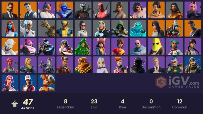 | PC | 47 SKINS | John Wick | Fade | Deadpool | Midas | Gear Specialist Maya | Snap | Raz | Eternal Knight | Fusion | 2550 VBUCKS | FvWVn |