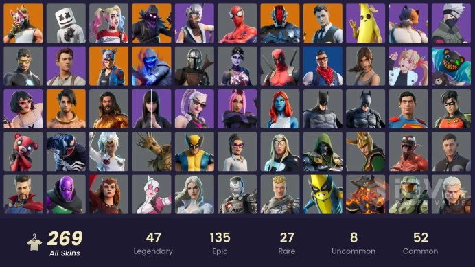 FA / 243 SKINS / MASTER CHIEF / GOLD MIDAS / NARUTO UZUMAKI / OG STW