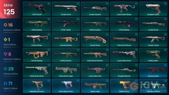 [ASIA] 125 Skins | 9 Knife | Full Acces | Glitchpop Axe / Relic of the Sentinel / Elderflame Judge / Sentinels of Light Vandal |