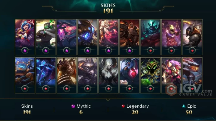 LAN B3 - 191 Skin (6 Mythic-20 Legandary) Ranked Ready I Full Champ I 150k B.E I 782 RP I CHANGABLE NICKNAME I FULL ACCES I INSTANT DELIVERY