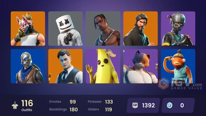 FA / 114 SKINS / TRAVIS SCOTT / THE REAPER / BLUE SQUIRE / ROYALE KNIGHT / ELITE AGENT / ASTRO JACK / GOLD MIDAS / ROGUE AGENT /