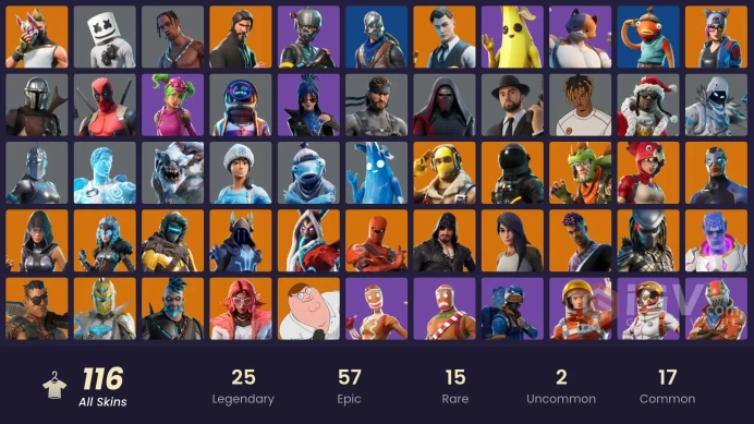 FA / 114 SKINS / TRAVIS SCOTT / THE REAPER / BLUE SQUIRE / ROYALE KNIGHT / ELITE AGENT / ASTRO JACK / GOLD MIDAS / ROGUE AGENT /