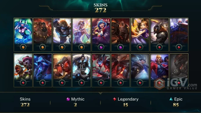 LAS BRONZE4 - 272 Skin (4 ultimate I 2 Mythic) - 168 Champ- RANKED READY - FULL ACCES - INSTANT DELIVERY- SAFETY