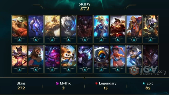 LAS BRONZE4 - 272 Skin (4 ultimate I 2 Mythic) - 168 Champ- RANKED READY - FULL ACCES - INSTANT DELIVERY- SAFETY