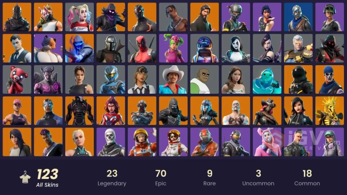 FA / 108 SKINS / BLACK KNIGHT / TRAVIS SCOTT / SPARKLE SPECIALIST / THE REAPER / BLUE SQUIRE / ROYALE KNIGHT / ELITE AGENT / OG STW