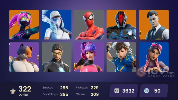 FA / 303 SKINS / MASTER CHIEF / GOLD MEOWSCLES / GOLD BRUTUS / GOLD MIDAS / XANDER / VIVI CHROMA / EXPLORER EMILIE / SNAKE EYES /