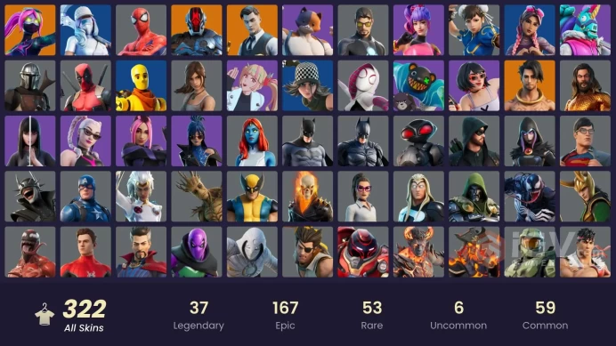 FA / 303 SKINS / MASTER CHIEF / GOLD MEOWSCLES / GOLD BRUTUS / GOLD MIDAS / XANDER / VIVI CHROMA / EXPLORER EMILIE / SNAKE EYES /