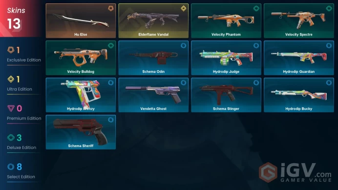 [EU] 13 SKINS | Elderflame Vandal |  Hu Else ~ 5,025 VP Inventory value