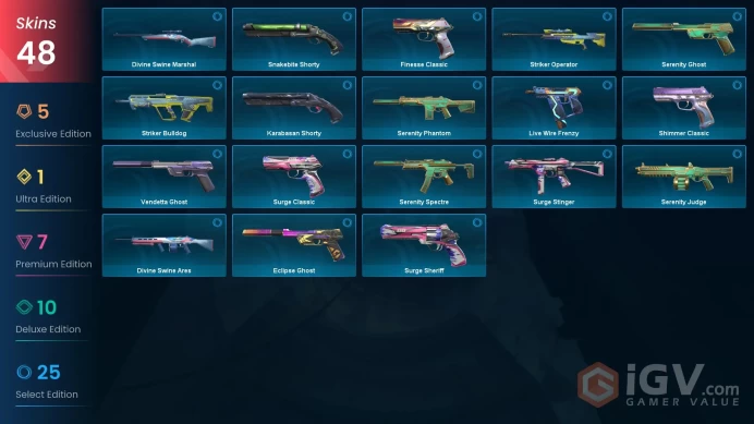 48 Skin // EU-TR // RGX + Elderflame + Ex.O + Reaver + Gaia's Vengeance + Prime + Recon + Mystbloom + 3 Knife // FULL Access