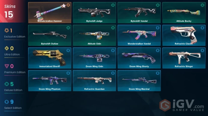 [EU] 15 SKINS | Gold 2 Last Rank | ~ 6,975 VP Inventory value