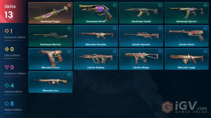 [EU] 13 SKINS |   Ranked Ready Current rank | Sandswept Dagger