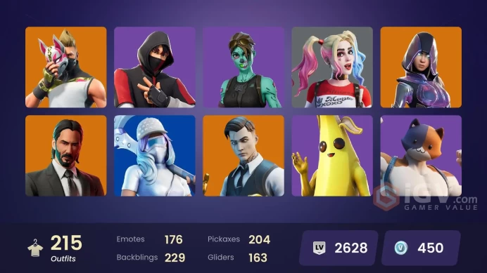 [PC/XBOX] 215 skins | OG STW | IKONIK | Glow | WORLD CUP | Gold Midas | Gold Brutus | Fashion Banshee | Unchained Ramirez | 450 VB