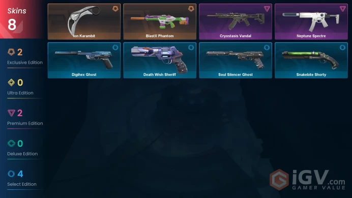 Eu/Full Access/Ranked Dia 1(V26 Act 3)/BlastX Phantom + Ion Karambit + Neptune Spectre + Cryostasis Vandal