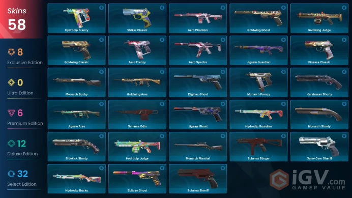 EU / 58 Skins / Reaver + Prime Vandal / Reaver Karambit / Velocity Karambit / Reaver Knife / Oni Phantom / V127