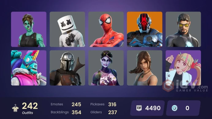 Fortnite Account [PC] 242 skins | Master Chief | Major Lazer | Cloud Striker | Sultura | Aloy | Fixer | Spire Assassin | Kymera | The Foundation