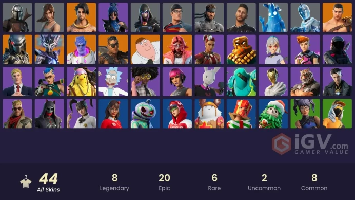 Fortnite Account [PC] 44 skins | Spire Assassin | Kymera | Menace | Valeria | Peter Griffin | Predator | Joey | Raz | Mandalorian | Polar Peely 