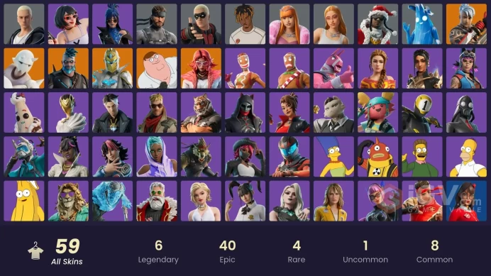 Fortnite Account [PC] 59 skins | Omegarok | Spectra Knight | Valeria | Peter Griffin | Ronin | Snap | Polar Peely | Solid Snake | Santa Dogg | R