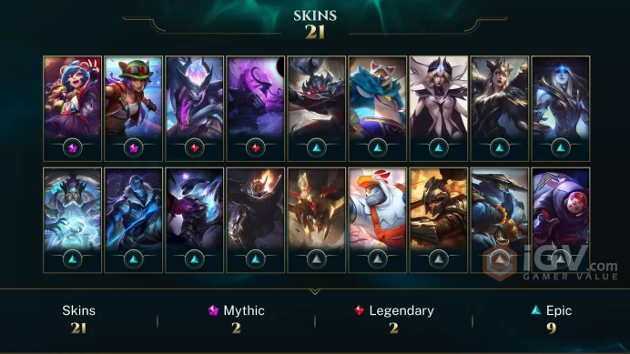 LAS - UNRANKED - RANKED READY - 65 Champ - 21 Good Skins(2 Mythic, 2 Legendary, 9 Epic) - 10.2K BE - HANDMADE S9 ACC - FULL ACCES - CHEAP