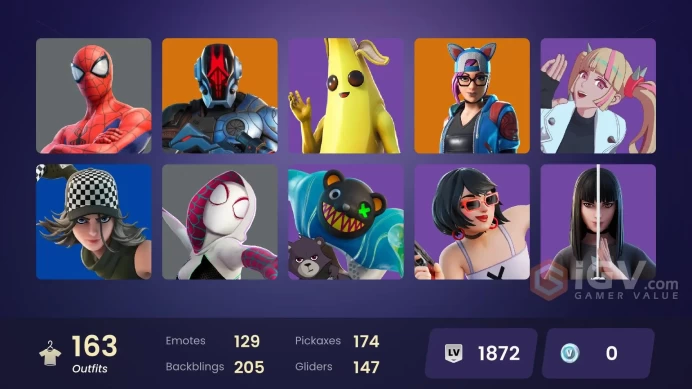 Fortnite Account [PC] 163 skins | Master Chief (Matte Black) | Sentinel | Kymera | Ruin | The Foundation | Twyn | Zenith | Malik | Era | Paradig