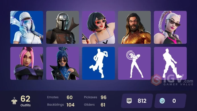 | PC | 62 SKINS | Mandalorian | Predator | Joey | Era | Fade | Menace | Kymera | Snap | Malik | Eternal Knight | Snowmando | 0 VBUCKS | Fwg7H |
