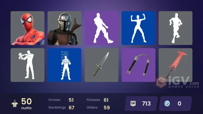 | PC/PSN/XBOX | 50 SKINS | Nezumi | Spectra Knight | Mandalorian | Renzo the Destroyer | The Ageless | Ronin | Omegarok | 0 VBUCKS | FwT9s |