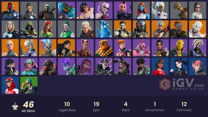 | PC/PSN/XBOX | 46 SKINS | Paradigm (Reality-659) | Renzo the Destroyer | Mizuki | Snap | Malik | Ronin | The Foundation | 300 VBUCKS | FtkJf |
