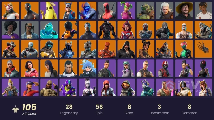 | PC/PSN/XBOX | 104 SKINS | Dark Vanguard | Nezumi | The Ageless | Gear Specialist Maya | Fusion | Singularity | Rox | 100 VBUCKS | FwQzp |