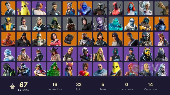 | PC/PSN/XBOX | 67 SKINS | Deadpool | Predator | Sentinel | Hybrid | Lynx | The Scientist | Zenith | Blackheart | Fusion | 600 VBUCKS | FvHxU |