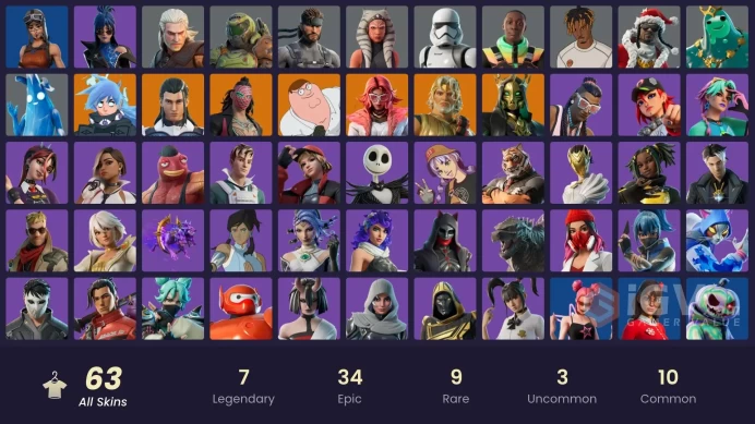 | PC/PSN | 63 SKINS | The Ageless | Peter Griffin | Nezumi | Zeus | Valeria | Kado Thorne | Hades | Nolan Chance | Jade | 200 VBUCKS | Fw4iF |