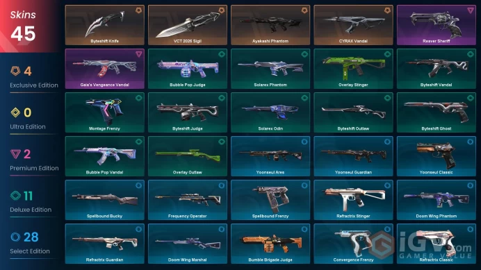 NA | VP 644 | LVL 78 | Ayakashi Phantom | VCT 2026 Sigil | CYRAX Vandal | Byteshift Knife | Gaia's Vengeance Vandal | Reaver Sheriff | S | V0763