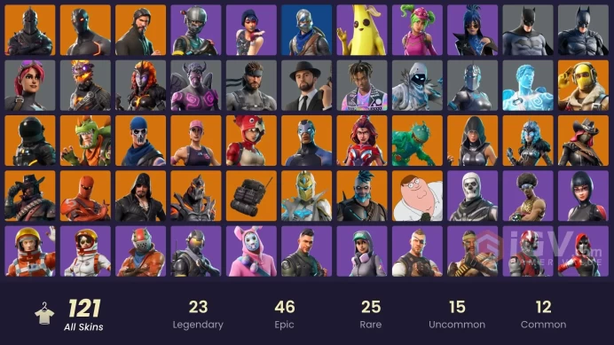 FA / 119 SKINS / BLACK KNIGHT / SPARKLE SPECIALIST / THE REAPER / BLUE SQUIRE / ROYALE KNIGHT / ELITE AGENT / ROGUE AGENT / BLITZ / OG STW