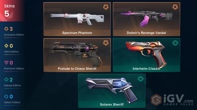 | NA | 5 SKINS | VALUE: 7025 VP | Dolmir's Revenge Vandal | Solarex Sheriff | RANKED READY | 68 LEVEL | INSTANT DELIVERY | FULL ACCESS | FwkhM |