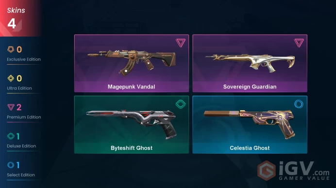 | AP | 4 SKINS | VALUE: 3550 VP | Magepunk Vandal | Sovereign Guardian | RANKED READY | 74 LEVEL | INSTANT DELIVERY | FULL ACCESS | FviUs |