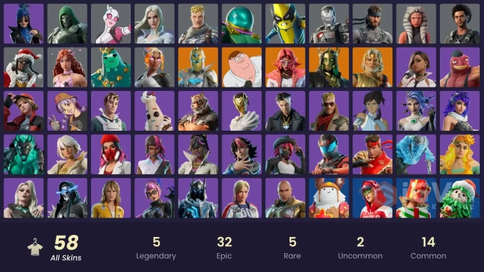  Fortnite Account [PC] 58 skins | Spectra Knight | Valeria | Hades | Zeus | Peter Griffin | Poseidon | Ahsoka Tano | War Machine | Emma Frost | 