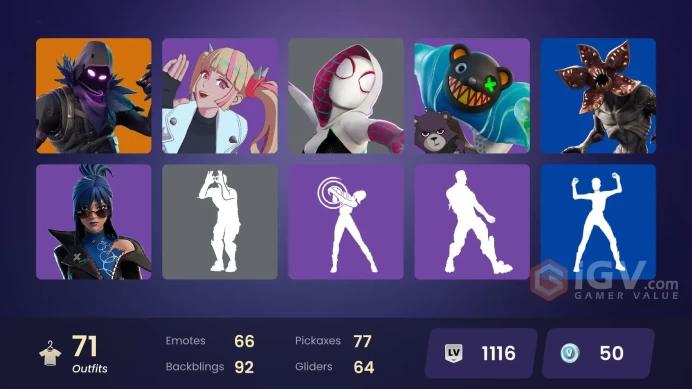  Fortnite Account [PC] 71 skins | Renzo the Destroyer | Galaxy Scout | Omegarok | Raven | Spectra Knight | Twyn | Valeria | Kado Thorne | Nezumi