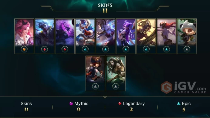 LAN - UNRANKED - 46 Champ - 11 Good Skins(1 Ultimate, 2 Legendary, 5 Epic) - 5K BE- GOOD LOOT - HANDMADE - S9 ACC - FULL ACCES - CHEAP
