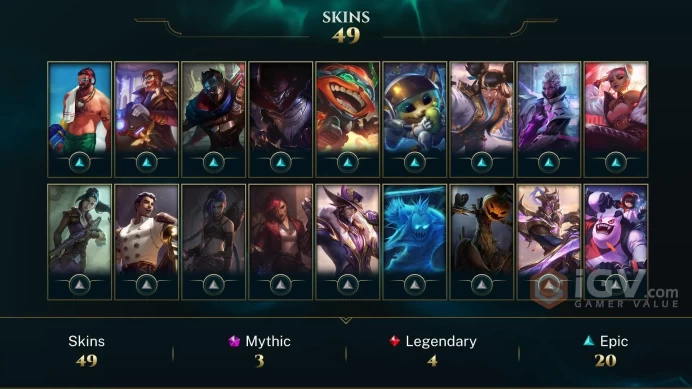 LAN - UNRANKED- RANKED READY - 99 Champ - 49 Good Skins(3 Mythic, 4 Legendary, 20 Epic) - 100K BE-- HANDMADE - S9 ACC - FULL ACCES - CHEAP