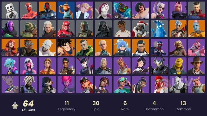 64 skins [All Platforms] Spider-Man | Spider-Gwen | Geralt of Rivia | The Origin | Son Goku | The Foundation | 150 VB | Instant Delivery