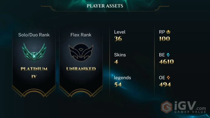 [EUW] | Platinum | Champion 53   | SKIN3  | 5K BE   | Full Access | Instant Delivery |Unverified Email | Y5