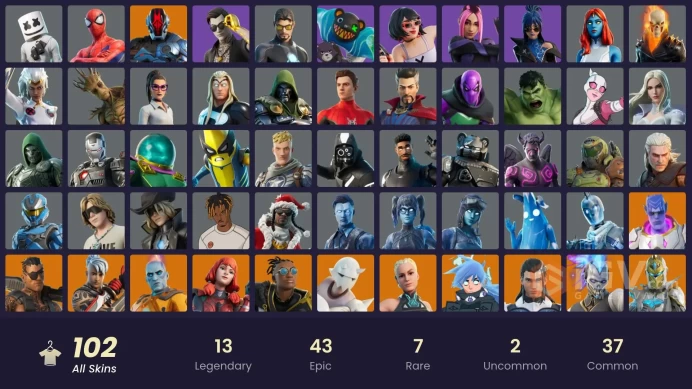 102 skins [All Platforms] Spider-Man | Geralt of Rivia | Renzo the Destroyer | The Origin | Kymera | 950 VB | Instant Delivery