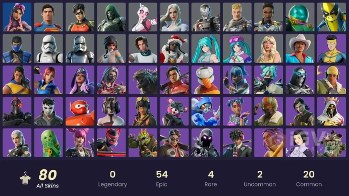 | PC | 80 SKINS | Reboot Man | Die With A Smile Bruno | Daigo | Trailblazer Tai | Gwenpool | Emma Frost | Santa Dogg | 350 VBUCKS | Fuai5 |