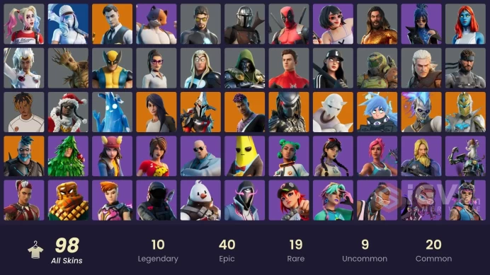 | PC/XBOX | 98 SKINS | Nezumi | Mandalorian | Deadpool | Eternal Knight | Midas | Renzo the Destroyer | Fade | Predator | 450 VBUCKS | FuVdt |