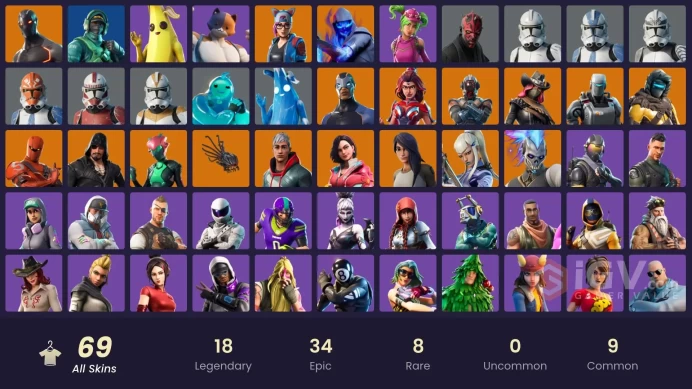 | PC | 69 SKINS | Rox | Mizuki | Gear Specialist Maya | Renzo the Destroyer | Lynx | Sentinel | Blackheart | Hybrid | 500 VBUCKS | Fww5M |
