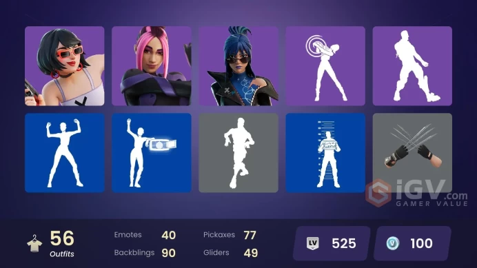 | PC/PSN/XBOX | 56 SKINS | Snap | Renzo the Destroyer | Kado Thorne | Era | Malik | Paradigm (Reality-659) | Breezabelle | 100 VBUCKS | FstyI |