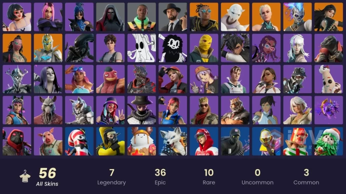 | PC/PSN/XBOX | 56 SKINS | Snap | Renzo the Destroyer | Kado Thorne | Era | Malik | Paradigm (Reality-659) | Breezabelle | 100 VBUCKS | FstyI |